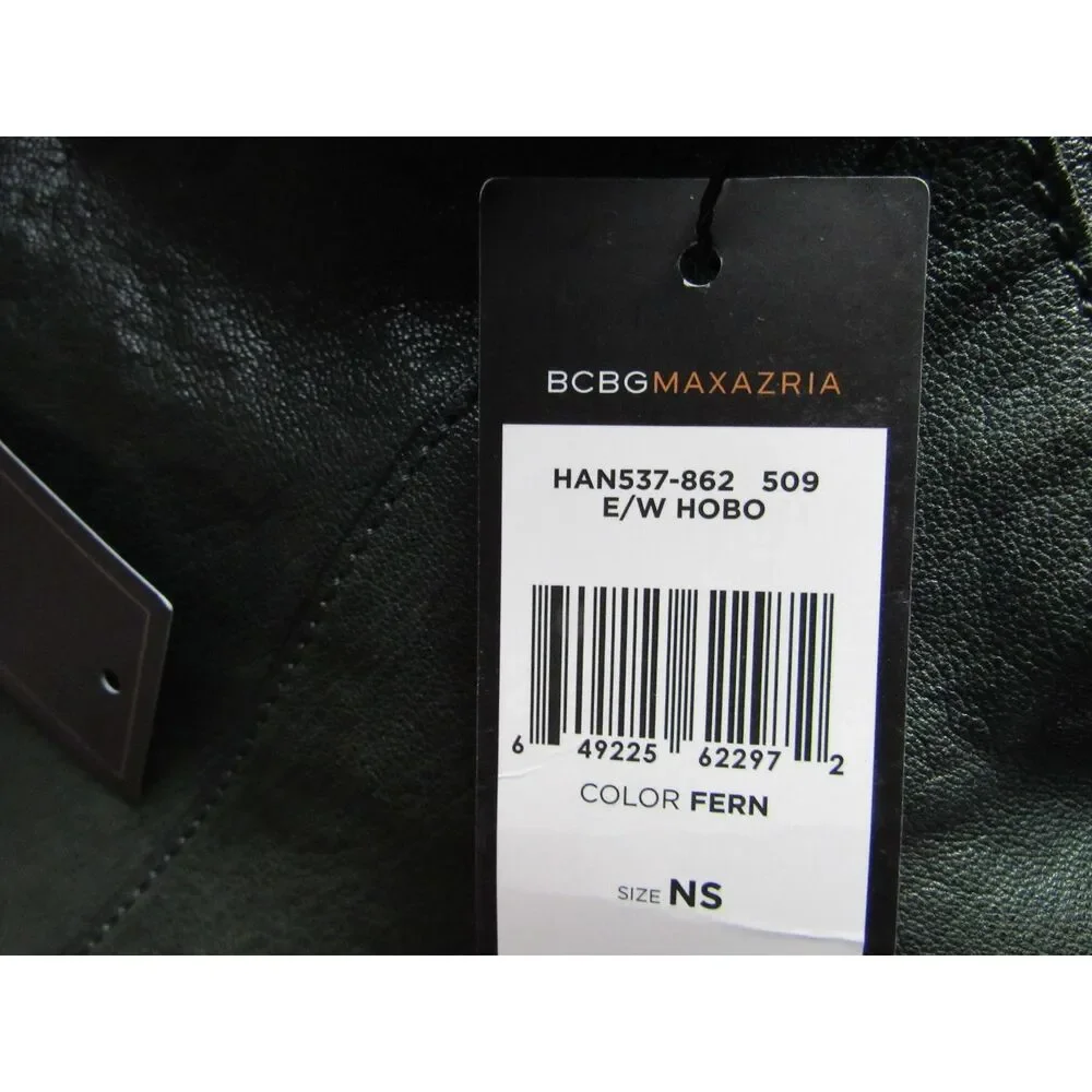 BCBG MaxAzria Large Leather Fern Green Hobo Tote Bag NWT